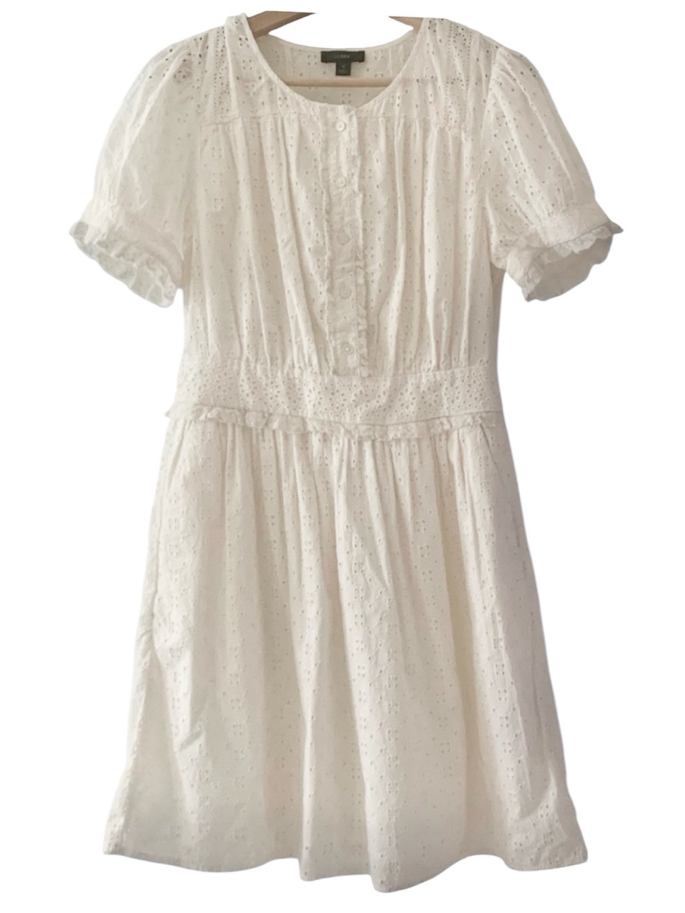 J. Crew ivory eyelet button-front mini dress